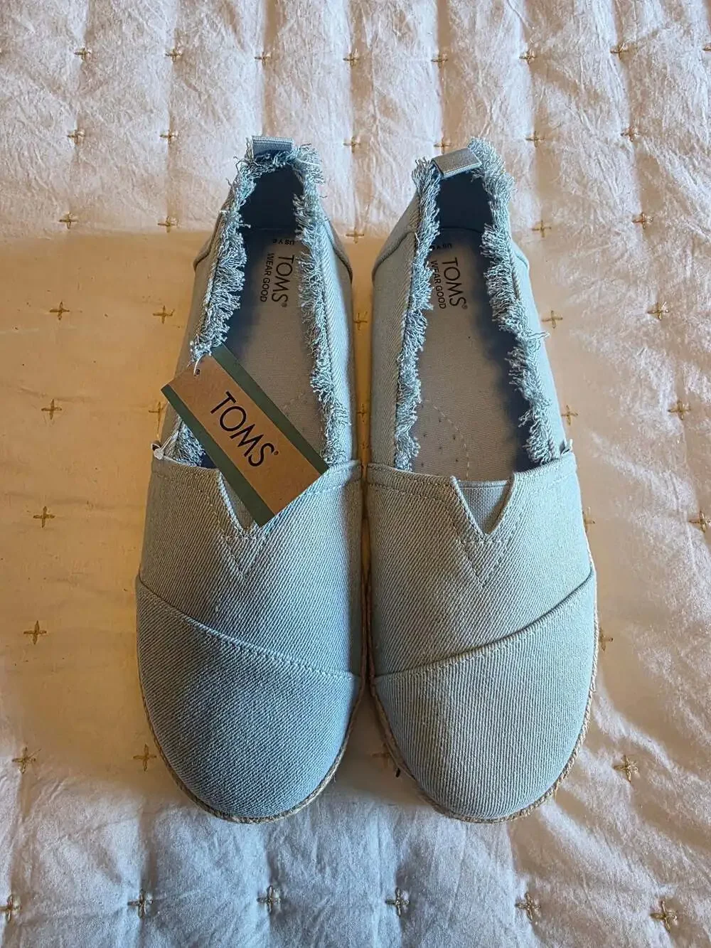 TOMS Women's Alpargata Rope Pastel Blue Washed Denim Espadrille Flats